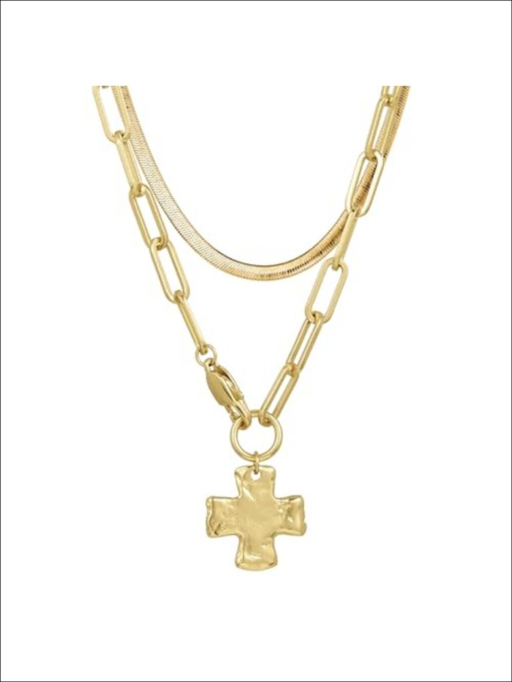 Waterproof Tarnish-Free PVD Coated Cross Necklace Set 16" 18" Hypoallergenic